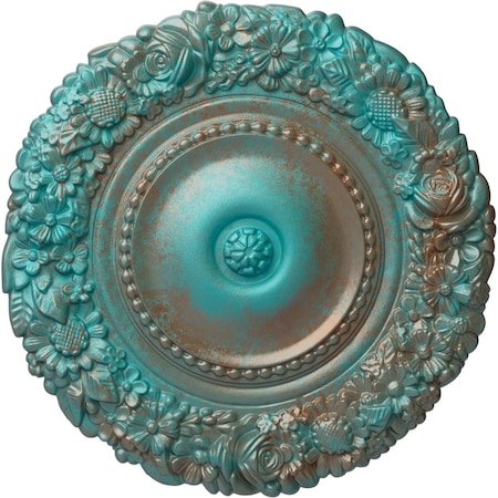 Ekena Millwork Marseille Ceiling Medallion (Fits Canopies up to 7 3/8"), 21"OD x 2"P, Copper Green Patina CM21MACGS